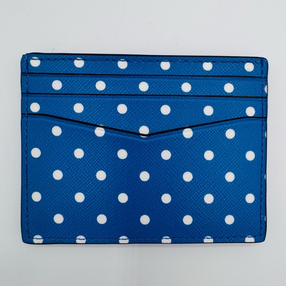 Kate Spade Blue & White Leather Polkadot Cardholder | Brand New - Picture 2 of 3